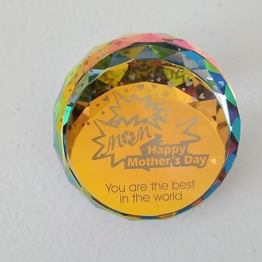 Crystal Paperweight with Mother's day message